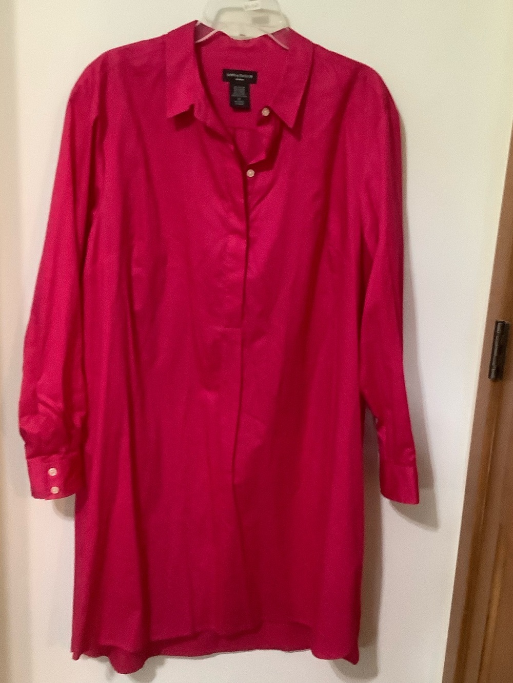 LORD & TAYLOR: Fuchsia Button-Front Shirt Dress (NWOT)